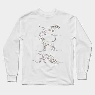 Continuous Line Weimaraners (Camel Background) Long Sleeve T-Shirt